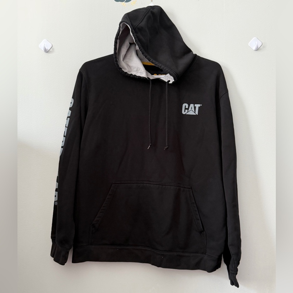 Caterpillar Black Hooded Pullover with CAT Logo